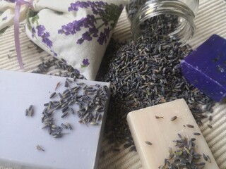 Natural healthcare with clean water and lavender soaps