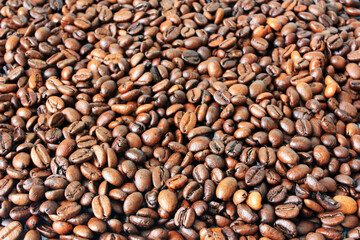 Coffee beans lie on the table