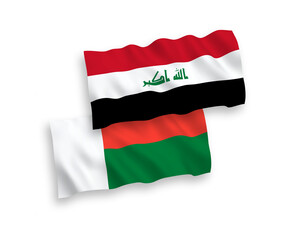 Flags of Madagascar and Iraq on a white background