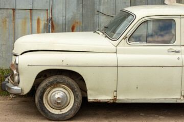 retro car in street