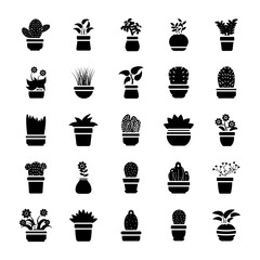 Houseplants Glyph Vector Icon Pack 