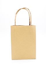 brown kraft paper shopping bag isolated on white background