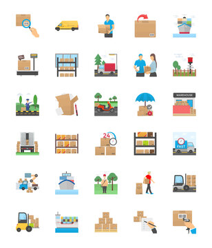 Logistics Delivery Flat Icons