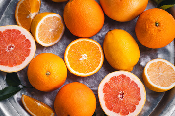 Oranges,Grapefruit,Lemon Fruit orange on white background