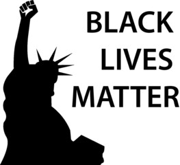 statue of liberty with hand fist vector illustration . black lives matter