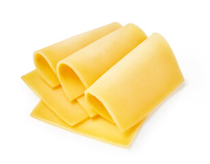 Three Cheese slices isolated on white background