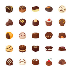 Set of Assorted Chocolates Vector Icons