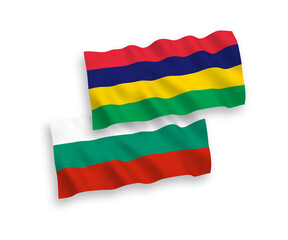 Flags of Mauritius and Bulgaria on a white background