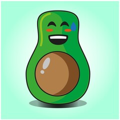 Cute half avocado emoticon cartoon mascot character design