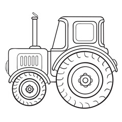 cartoon illustrationtractor sketch, coloring book, isolated object on white background, vector illustration,