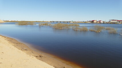 on the river during high water in spring