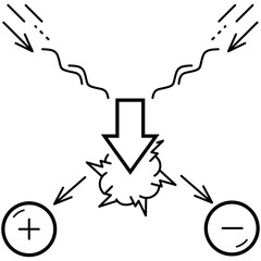 Pair annihilation vector icon in outlines