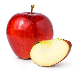 apple fruit with cut piece isolated on white background