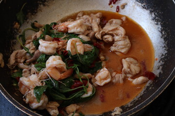 stir fried chicken and shrimp 