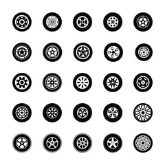 A Pack of Tyres Vector Icons 