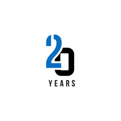 20 Years Anniversary Blue And Black Number Vector Design