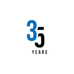 35 Years Anniversary Blue And Black Number Vector Design