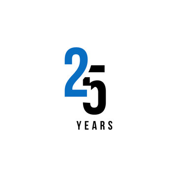 25 Years Anniversary Blue And Black Number Vector Design