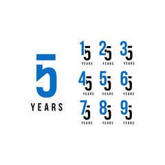 Set Of Anniversary Blue And Black Number Vector Design