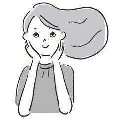 Female facial expression hand drawn vector illustration