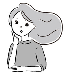 Female facial expression hand drawn vector illustration