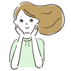 Female facial expression hand drawn vector illustration