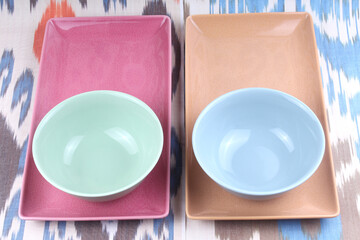 colored plate cuup coffe tableware kitchenware 