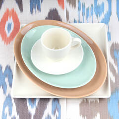 colored plate cuup coffe tableware kitchenware 
