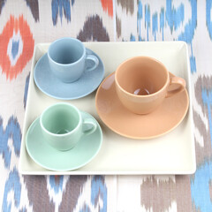colored plate cuup coffe tableware kitchenware 