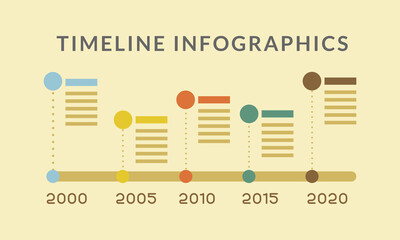 Timeline infographics with circles and lines vector design