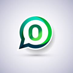 logo O letter, green and blue color on circle chat icon. Vector design for your logo application for company identity.