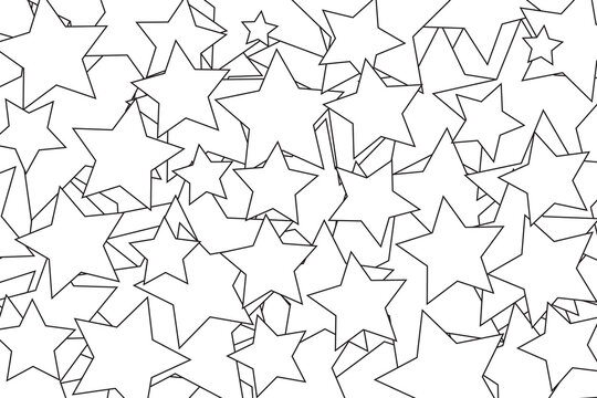 Many stars shape overlapping on white background.