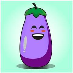 Cute eggplant vegetables emoticon cartoon mascot character design