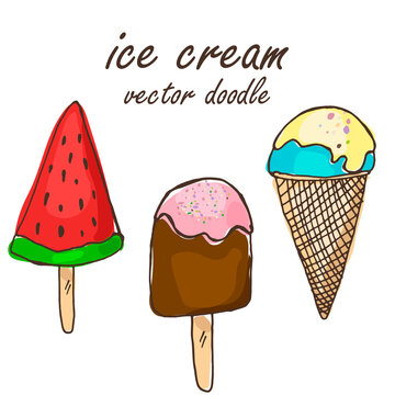 delicious ice cream doodle vector illustration