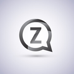 logo Z letter, grey color on circle chat icon. Vector design for your logo application for company identity.