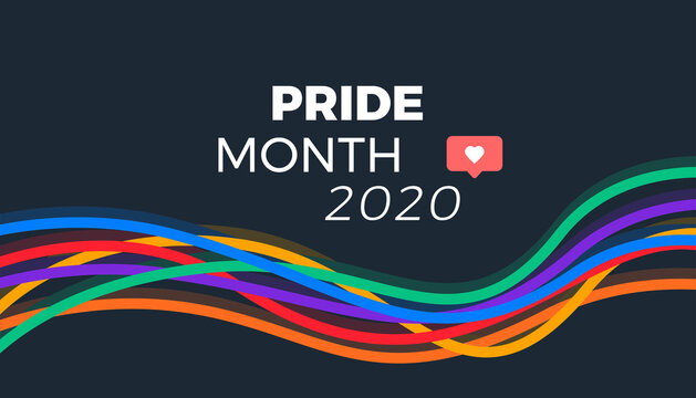 Pride month 2020 abstract vector background with rainbow flag waving stripes 