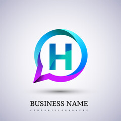 logo H letter colorful on circle chat icon. Vector design for your logo application for company identity.
