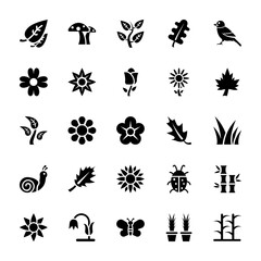 Nature Glyph Icons Set 
