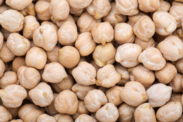 Top view of dried chickpeas. Food background.  Close-up