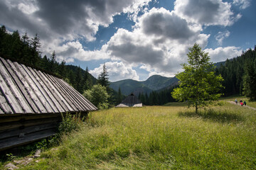 Wooden old shepherd's hut in Tatra mountains.