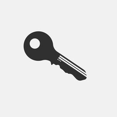 Door key in black and white, flat design