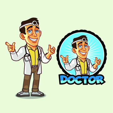 Handsome Young Doctor Mascot Logo