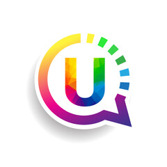 logo U letter colorful on circle chat icon. Vector design for your logo application for company identity.