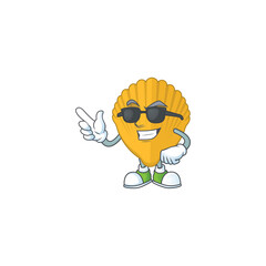 Super cool yellow clamp cartoon drawing style wearing black glasses