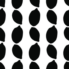 Fruit silhouette isolated on white background seamless pattern. Repeating vector illustration.