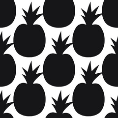 Fruit silhouette isolated on white background seamless pattern. Repeating vector illustration.