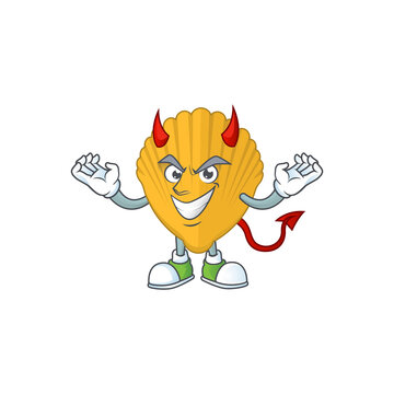 A cartoon image of yellow clamp as a devil character