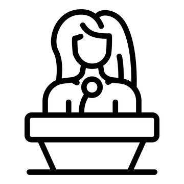 recommend clip art: Tv presenter speaker icon. Outline tv presenter speaker vector icon for web design isolated on white background