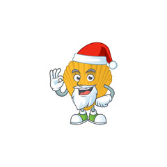 Yellow clamp Santa cartoon design concept with ok finger