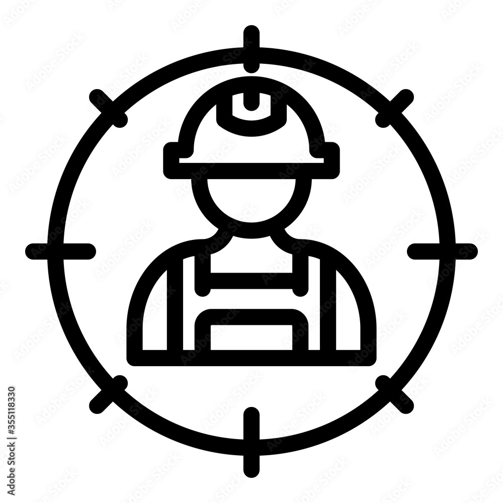 Poster communications engineer target icon. outline communications engineer target vector icon for web desi